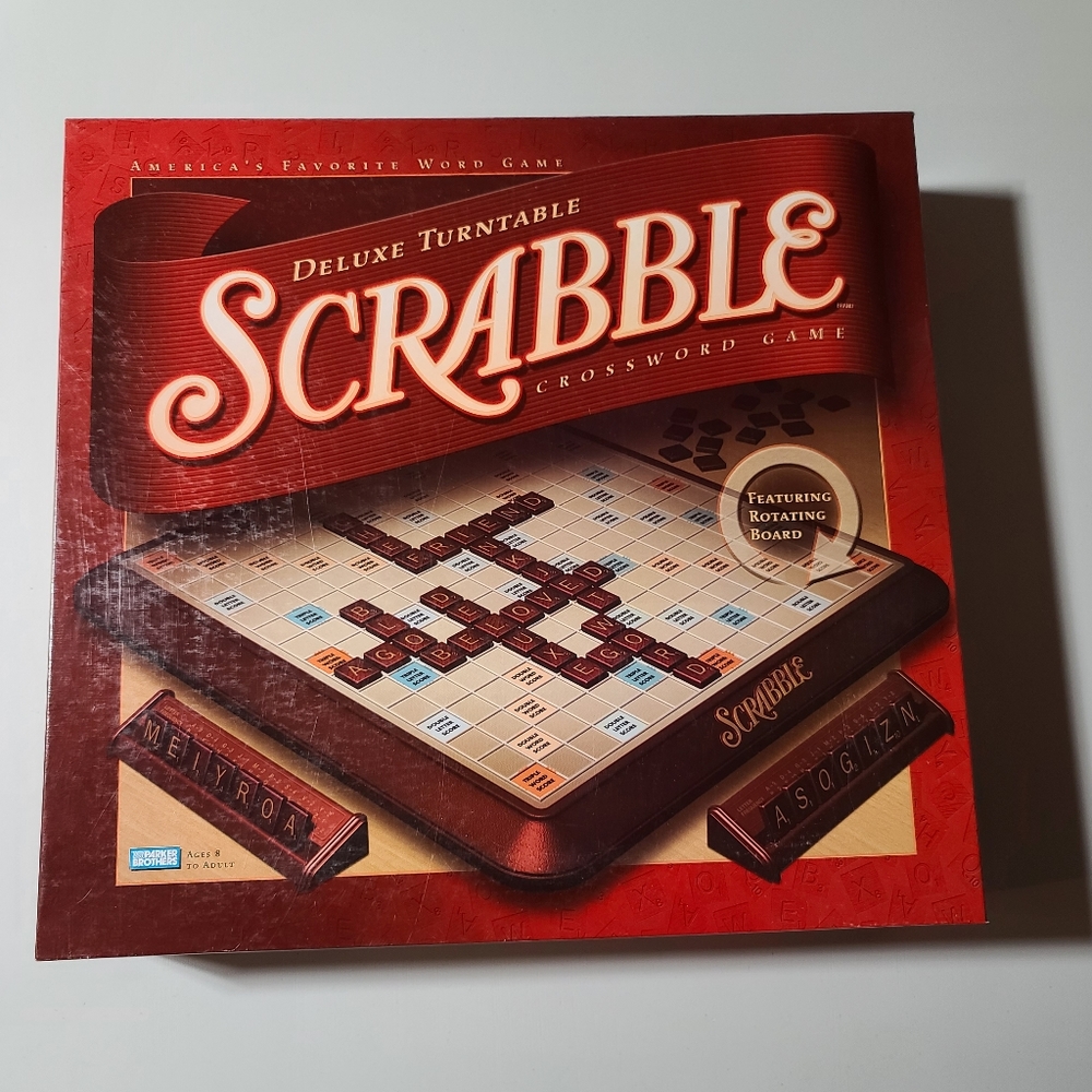 Hasbro Vintage Deluxe Turntable Scrabble Crossword Game with Rotating Board